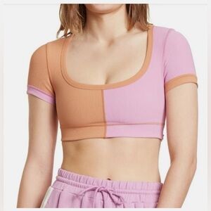 L*Space Active Ribbed Colorblock Crop Top Workout Yoga Wear